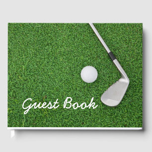 Golf ball  on green grass golfer guest book