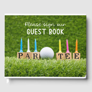 Golf ball  on green grass golfer guest book