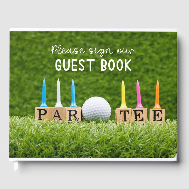 Golf ball  on green grass golfer guest book (Front)