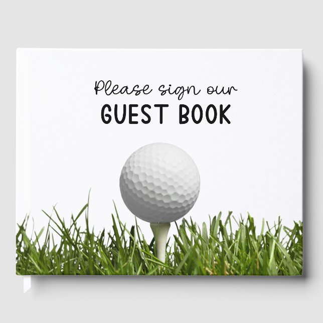 Golf ball  on green grass golfer guest book (Front)