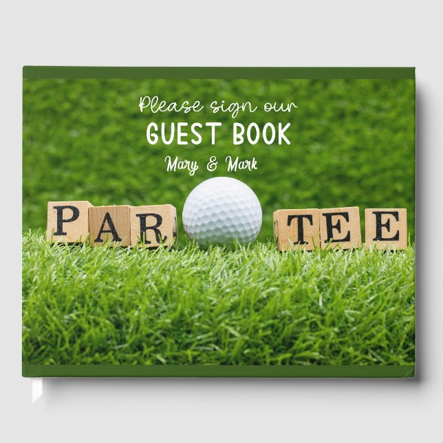Golf ball  on green grass golfer guest book (Front)