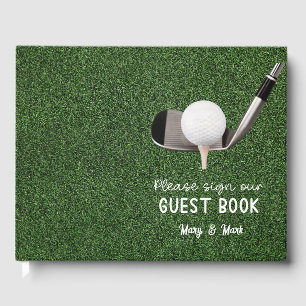 Golf ball on green grass please sign golfer  guest book