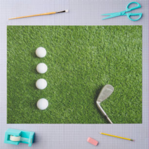 Golf Ball on Green Grass with U.S.A. Flag Tissue Paper