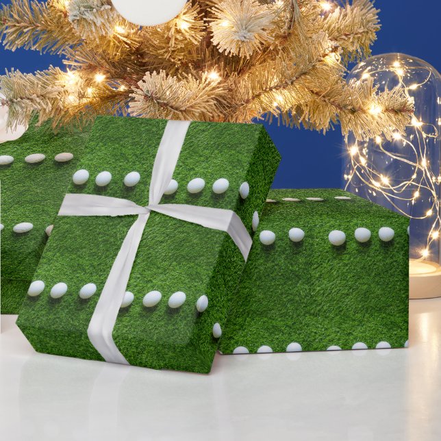 Golf Ball on Green Grass  Wrapping Paper (Holidays)