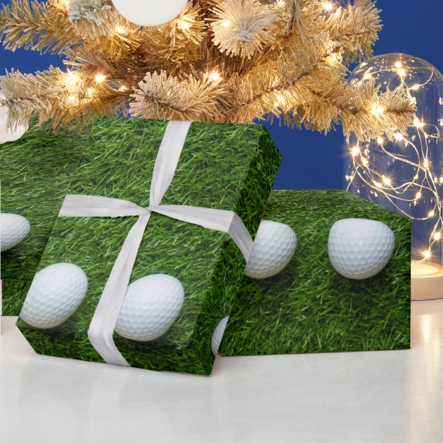 Golf Ball on Green Grass  Wrapping Paper (Holidays)