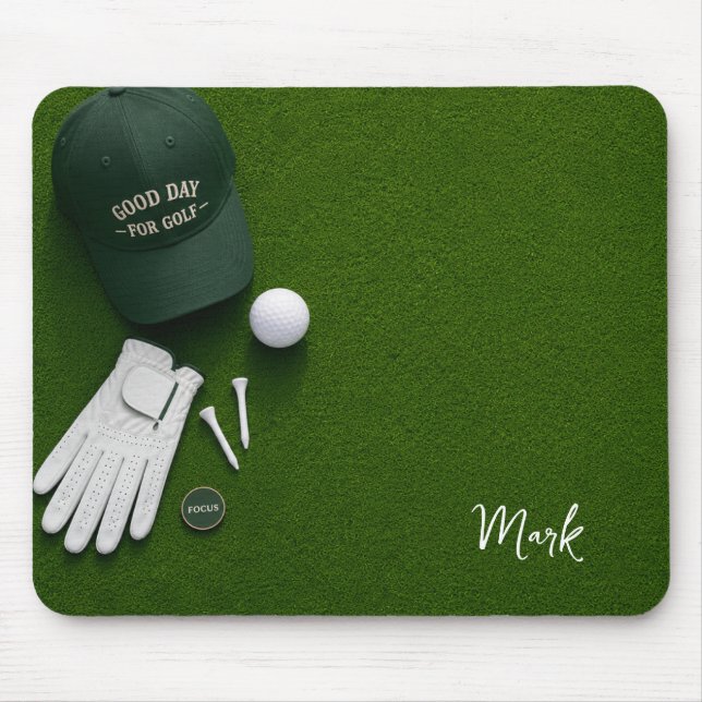 Golf ball on green ready for tee off mouse pad (Front)