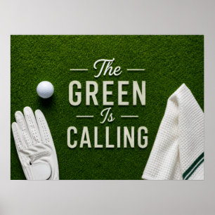 Golf ball on putting green for golfer  poster