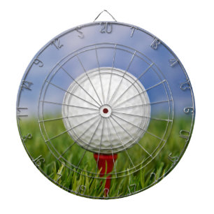 Golf Ball On Red Tee Dartboard