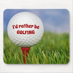 Golf Ball on Red Tee Mouse Pad