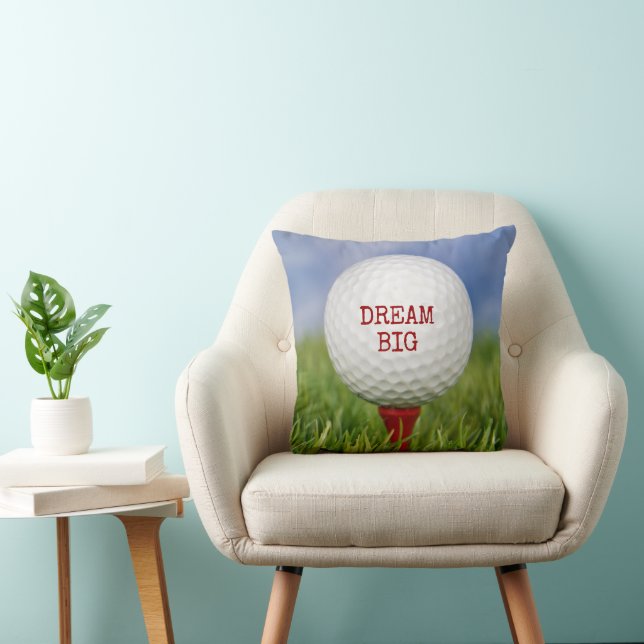 Golf Ball On Red Tee with Quote Cushion (Chair)