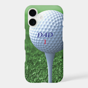 Golf Ball on Tee Dad Name Number Green Golfer