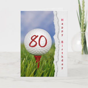 golf ball on tee for 80th birthday card