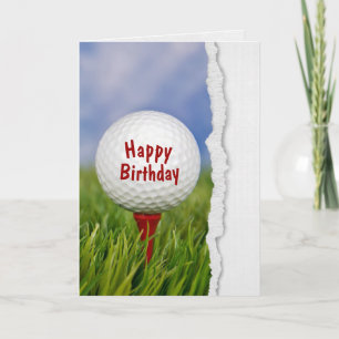 golf ball on tee for birthday card