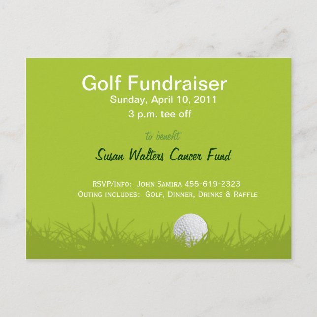 Golf Ball on Tee Invitation Postcard (Front)