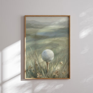 Golf Ball on Tee Landscape Wall Art