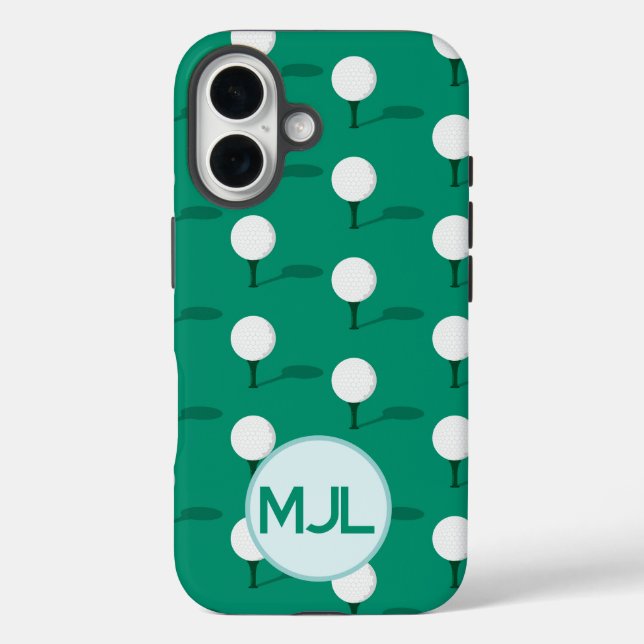 Golf Ball on Tee Pattern with Custom Monogram Case-Mate iPhone Case (Back)