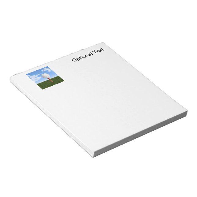 Golf Ball on Tee, Sky & Grass Notepad (Angled)