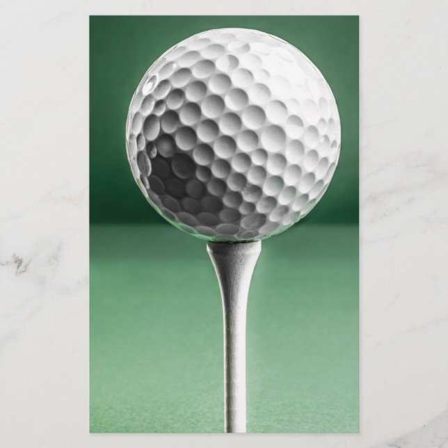 Golf Ball on Tee Stationery (Front)
