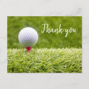 Golf ball on tee Thank you card