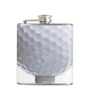 Golf Ball on White Template Background Texture Hip Flask