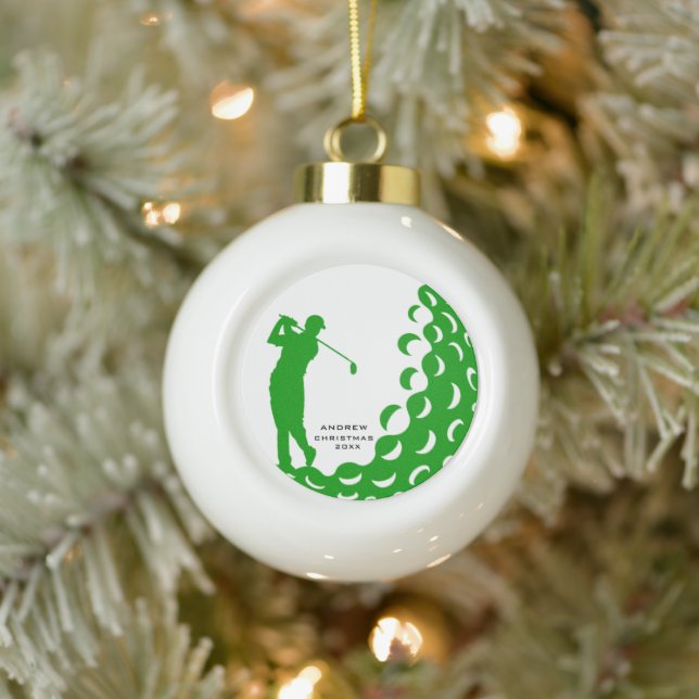 Golf Ball Ornament – Personalised Golfer Gift (Tree)