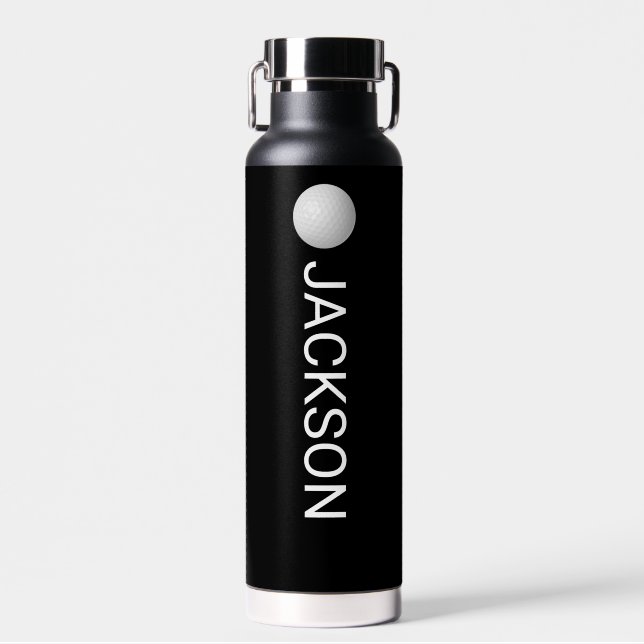 Golf Ball Personalised Golfer Name Custom Text Water Bottle (Front)