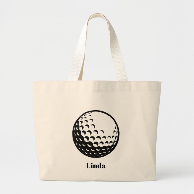 Golf Ball Personalized Large Tote Bag (Front)