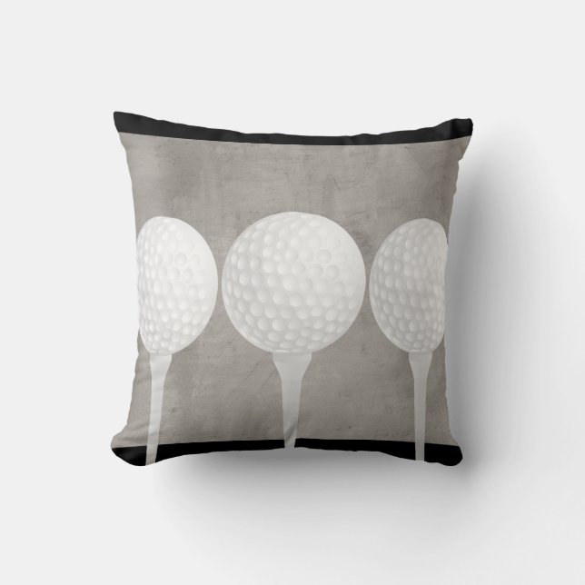 golf ball pillow design distressed grey (Front)