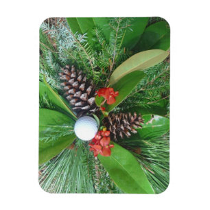 Golf ball pine cones and evergreens Christmas Magnet