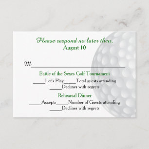 Golf Ball Pre Wedding Festivities RSVP Card