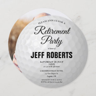 Golf Ball Retirement Party Photo Circular Invitation