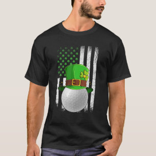 Golf Ball Retro USA Flag Shamrock Leprechaun St Pa T-Shirt