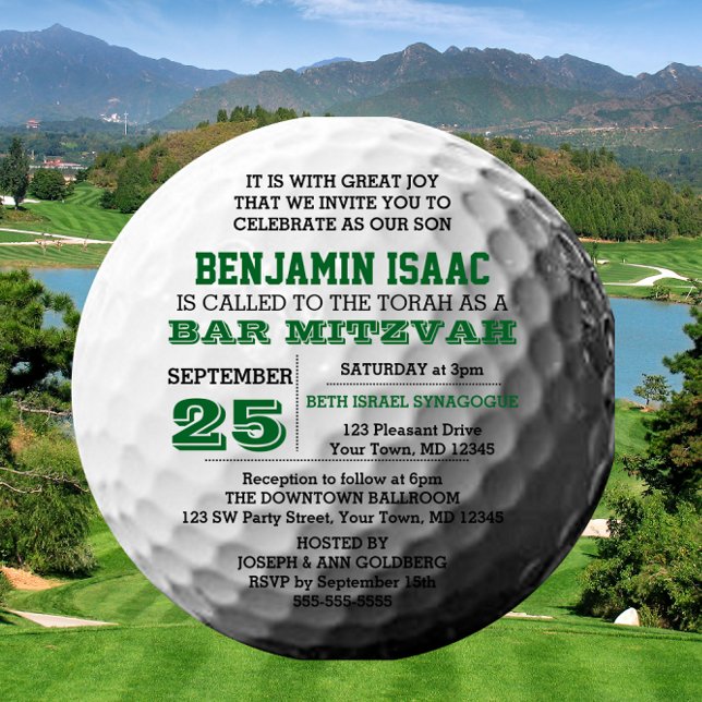 Golf Ball Round Bar Mitzvah Invitation (Creator Uploaded)