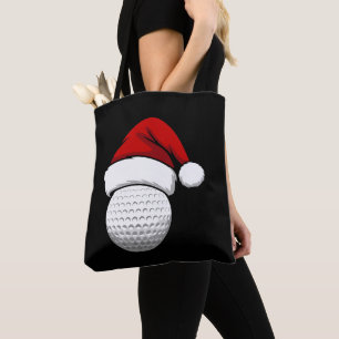 Golf Ball Santa Hat Christmas Holiday Golfer Xmas Tote Bag