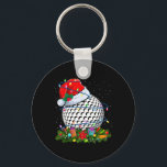 Golf Ball Santa Hat Christmas Lights Funny Sport X Key Ring<br><div class="desc">Golf Ball Santa Hat Christmas Lights Funny Sport Xmas</div>