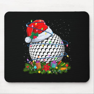 Golf Ball Santa Hat Christmas Lights Funny Sport X Mouse Pad
