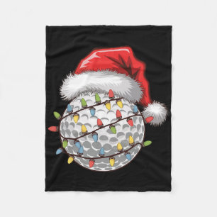 Golf Ball Santa Hat Christmas Tree Lights Golfing  Fleece Blanket