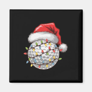 Golf Ball Santa Hat Christmas Tree Lights Golfing Magnet