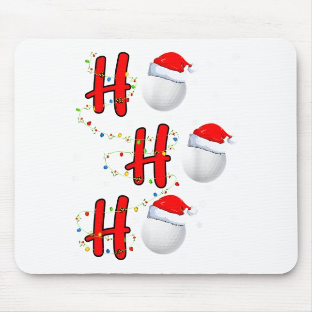 Golf Ball Santa Hat Ho Ho Ho Men Women Christmas X Mouse Pad (Front)