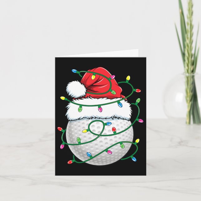 Golf Ball Santa Hat Men Womens Christmas Golfing X Card (Front)