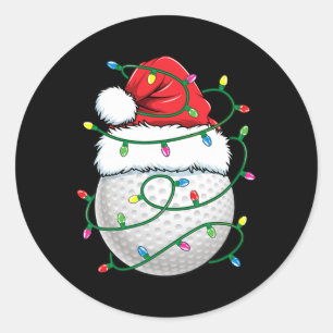Golf Ball Santa Hat Men Womens Christmas Golfing X Classic Round Sticker