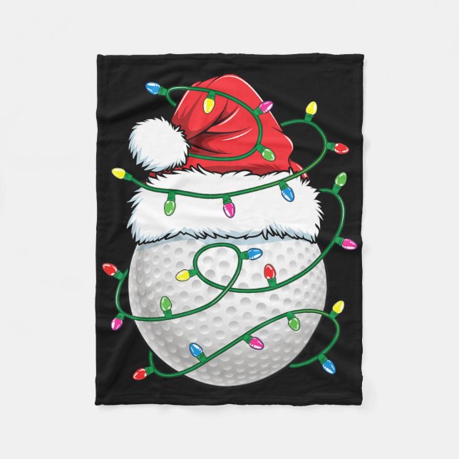 Golf Ball Santa Hat Men Womens Christmas Golfing X Fleece Blanket (Front)