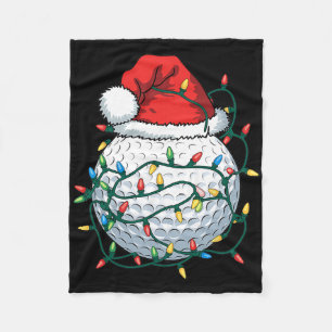 Golf Ball Santa Hat Men Womens Christmas Golfing X Fleece Blanket