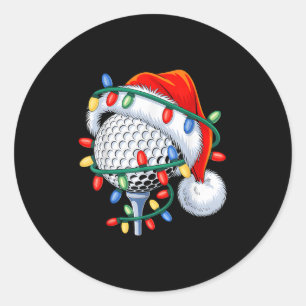 Golf Ball Santa Hat Xmas Funny Christmas Boys Men  Classic Round Sticker