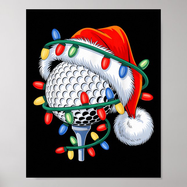 Golf Ball Santa Hat Xmas Funny Christmas Boys Men  Poster (Front)