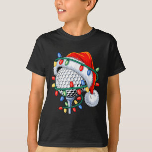Golf Ball Santa Hat Xmas Funny Christmas Boys Men T-Shirt