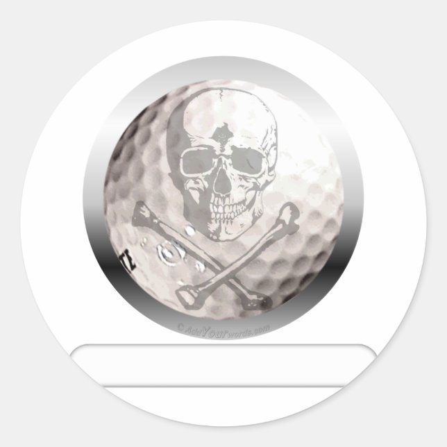 Golf Ball Skull and Crossbones Classic Round Sticker (Front)