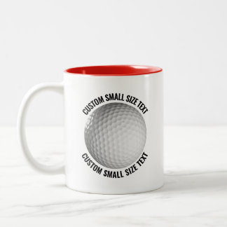 Golf Ball & Small Text RED 11oz Custom Two-Tone Coffee Mug