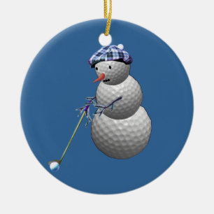 Golf Ball Snowman Ceramic Tree Decoration