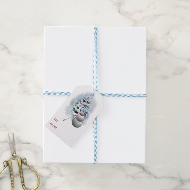 Golf Ball Snowman Christmas Gift Tags (With Twine)